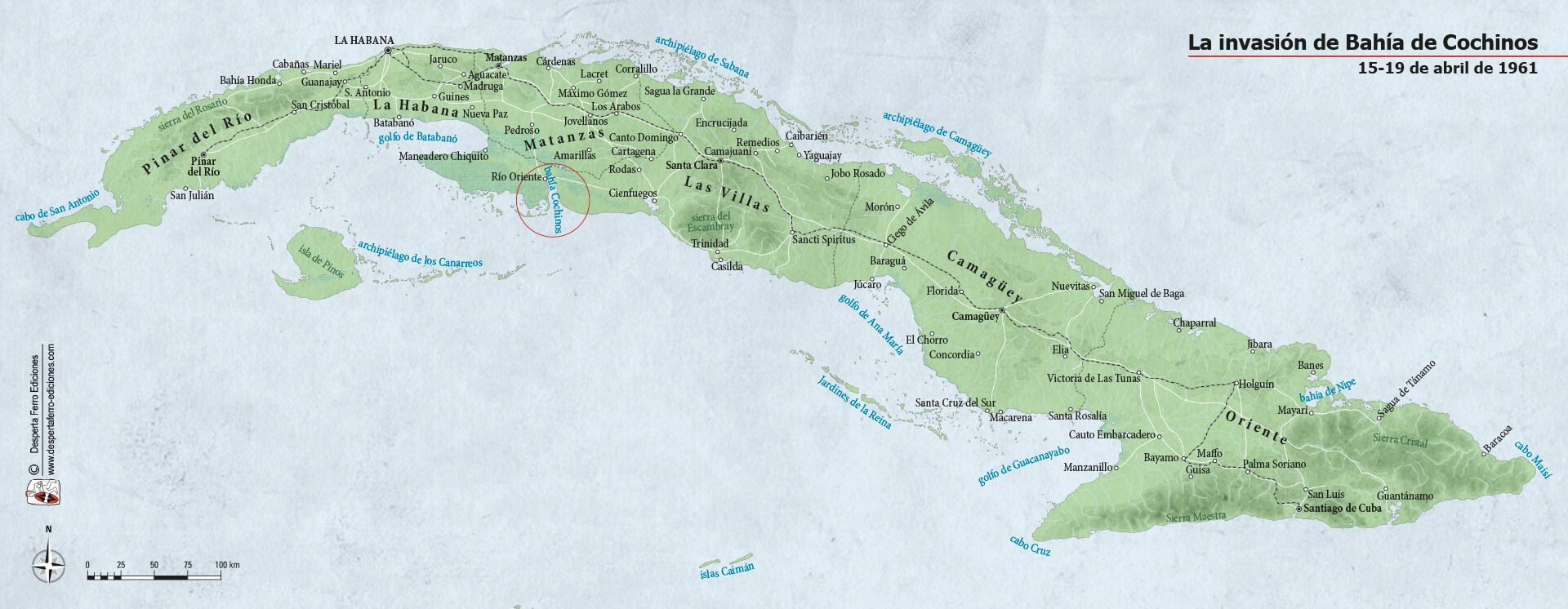 Mapa Cuba Bahía de cochinos