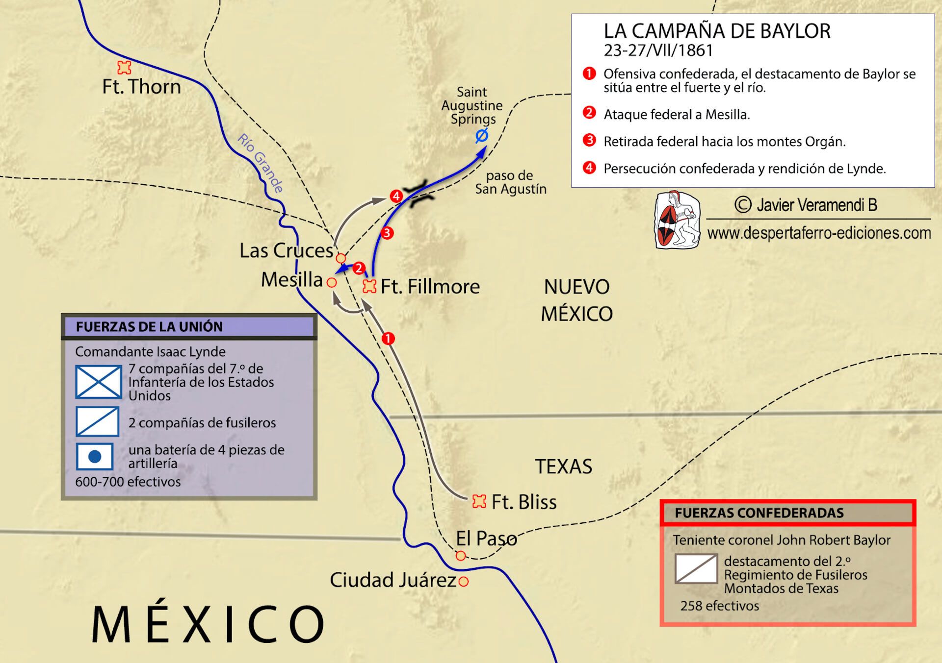 Imperio confederado en el río grande Texas campaña de Baylor Guerra de Secesión
