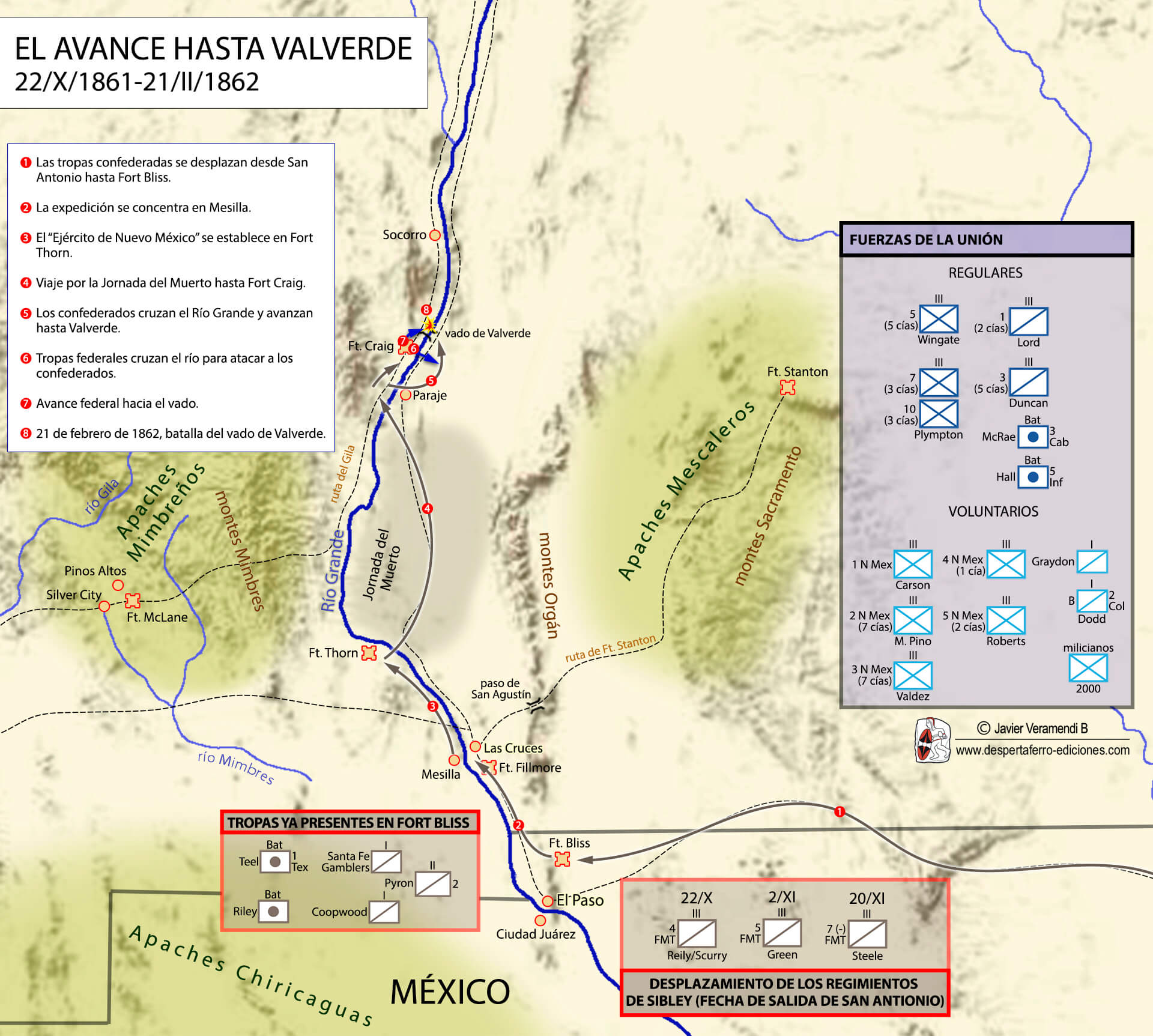 Imperio confederado en el río grande campaña de Valverde Texas Nuevo México