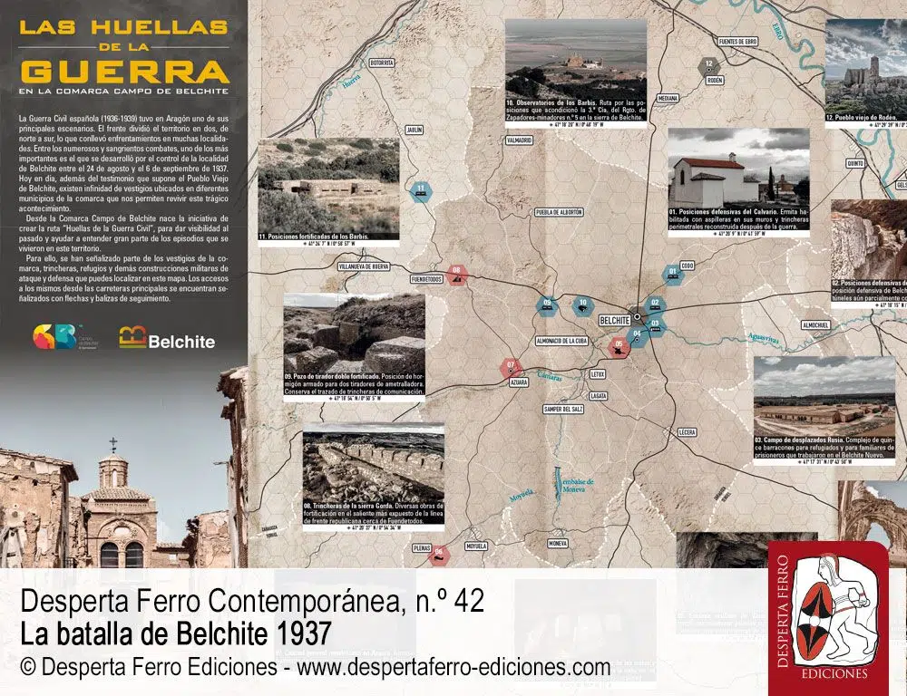 Las huellas de la guerra en la comarca Campo de Belchite. Mapa patrimonio de Belchite.