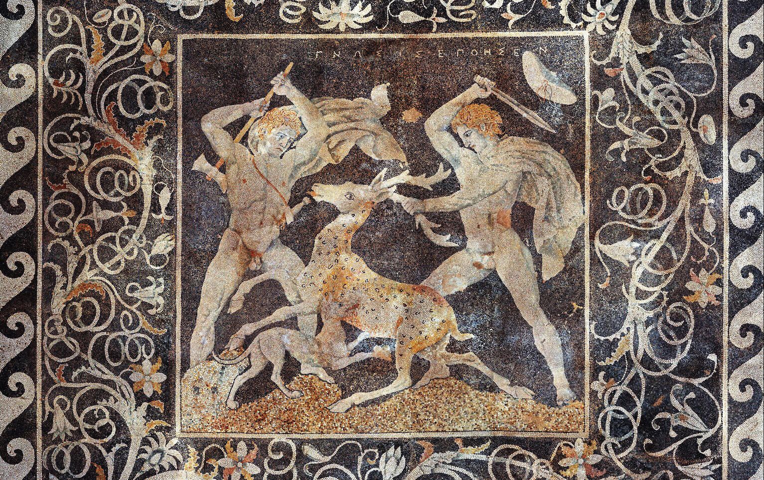 Mosaico caza del ciervo Pella Macedonia