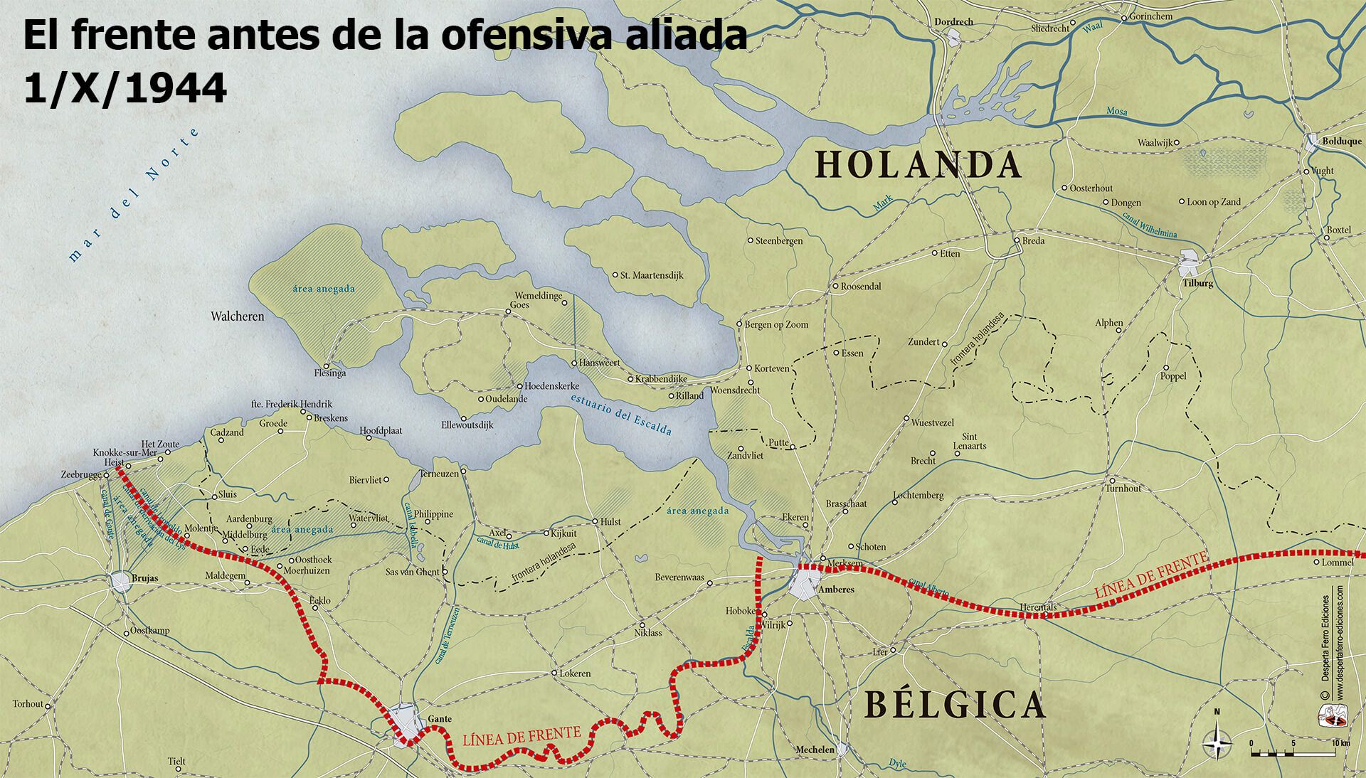 Mapa la batalla olvidada desembocadura del Escalda liberación de Holanda